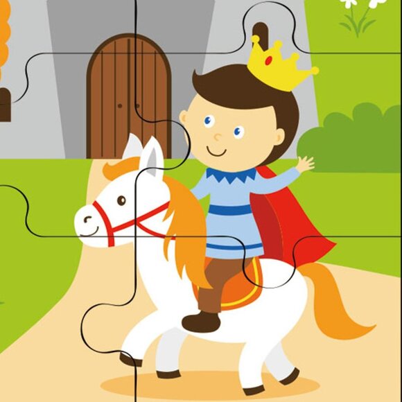 VIGA 16 Pcs Flat Wooden Puzzle w/Tray -Fairy Tale Knights New Sealed For Age 2+ - Picture 9 of 15